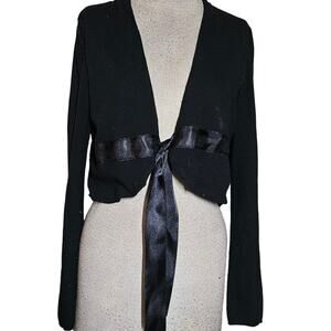 Black Shrug Sweater with Ribbon Size Large